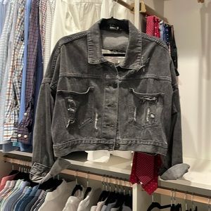 Black distressed rhinestone fringe jacket | Blue B | Size S/M